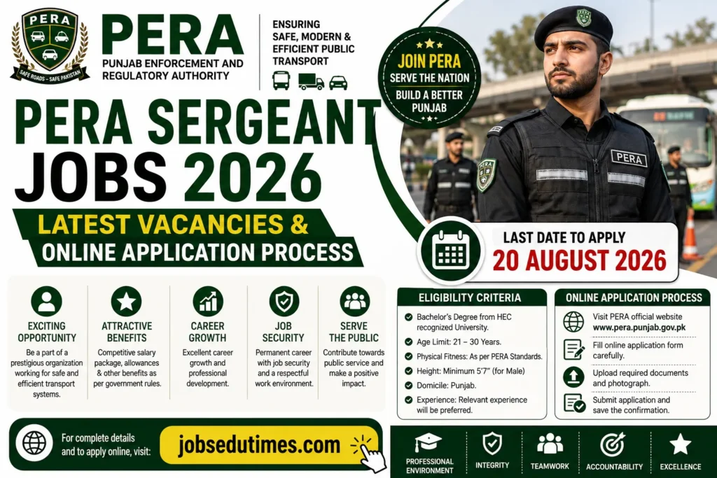 PERA Sergeant Jobs 2026 – Latest Vacancies & Online Application Process