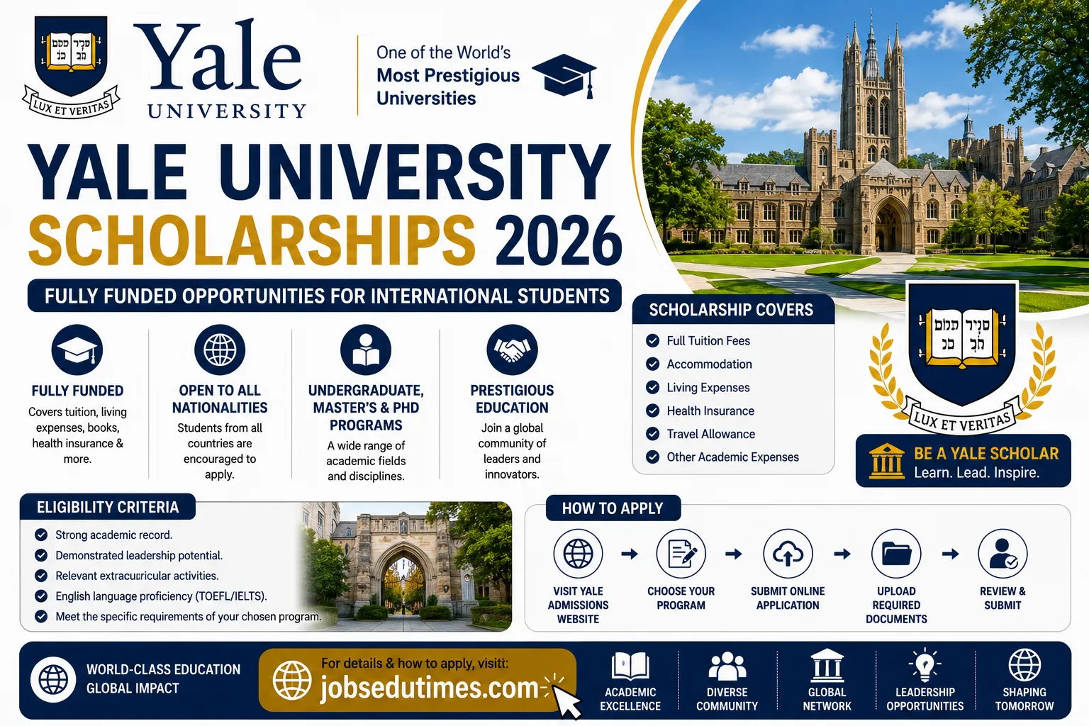 Yale University Scholarships 2026 – Fully Funded Eligibility & How to Apply